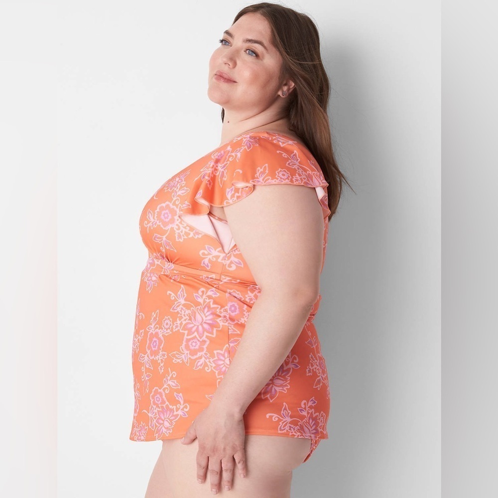 NEW LANE BRYANT Swim By Cacique No-Wire Flutter-Sleeve Swim Tankini Top Size 20 - Picture 3 of 11